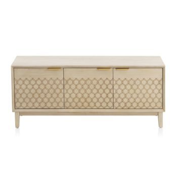 Mueble Tv 3 Puertas Chapado En Roble Acabado Marfil