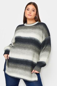 Yours Jersey De Punto Blanco Y Negro Degradado De Color, Mujer Curvy Y Tallas Grandes, Yours