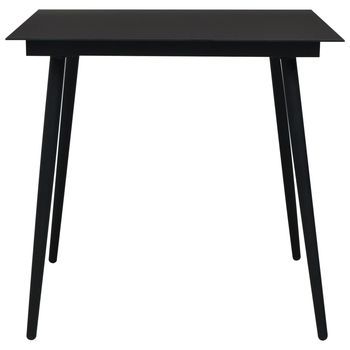 Mesa De Comedor De Jardín | Mesa De Exterior Acero Y Vidrio Negra 80x80x74 Cm