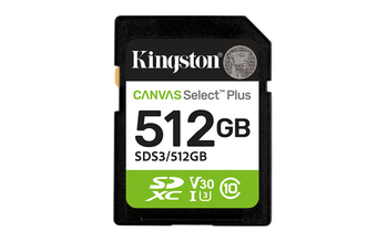 KINGSTON 512GB SDXC CANVAS SELECT PLUS GEN3 150MB/S C10 UHS-I U3 V30