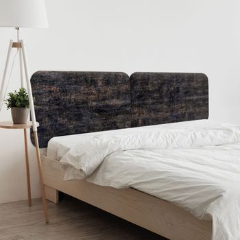 Dhome Cabecero Tapizado Liso Redondeado Tejido Luxury Para Pared Cabeceros Absorbentes Cabezal Cama Dormitorio (luxurious Black, 200cm Dual)
