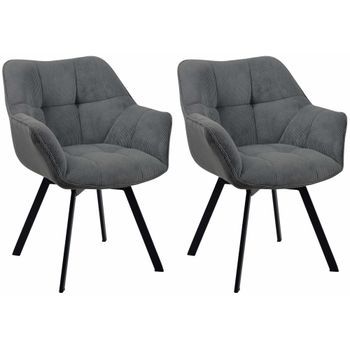 Juego De 2 Sillas De Comedor Jordi Cord Pana Gris Oscuro 59x60x81 Cm Clp