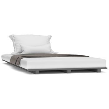 Estructura De Cama Madera Maciza De Pino Gris 100x200 Cm Vidaxl