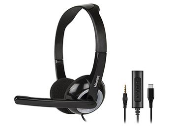 Hamlet HHEADMUS-CJ auricular y casco Auriculares Alámbrico Diadema Oficina/Centro de llamadas USB Tipo C Negro