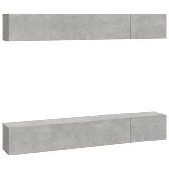 4 Uds Muebles Tv | Mueble De Salón | Armario Tv Gris Hormigón 100x30x30 Cm