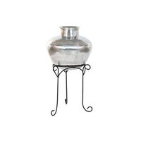 jarron aluminio 45x45x95 l soporte hierro plateado