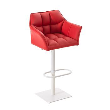 Dudeco Taburete Alto Damaso Piel Sintética Blanca Rojo