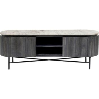 Cómoda baja madera y marmol 150x40cm