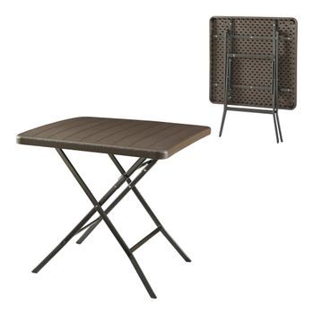 Mesa Plegable Lillestrøm Exterior 78x78x74cm - Efecto Madera [en.casa]