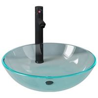 lavabo de bano con grifo y desague de empuje vidrio templado vidaxl