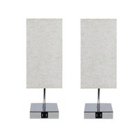 massey - lampara de mesa de tela color plata 13 cm e27 set de 2