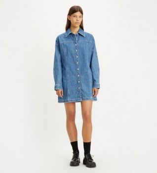 Levi's para mujer. A4585-0001 Vestido Shay azul (M), Casual, Manga larga, Algodón Orgánico, Sostenible