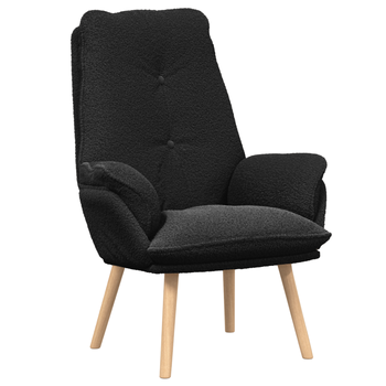 Sillón Relajante De Tela De Lana Curly Negra Cfw922298