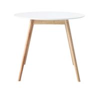 mesa de comedor redonda blanca de mdf y hevea o90 cm
