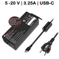cargador usb-c multivoltaje para portatil 5v-20v 325a 65w negro
