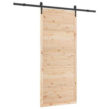 Puerta Corredera Natural 100 X 208 Cm Madera De Pino Maciza Vidaxl