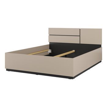 Cama Havana 160x200 Cm Beige Y Negro – Elegancia Contemporánea Y Estructura Sin Somier