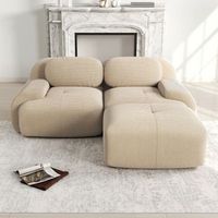 sofa esquinero modular de pana suave 2 plazas beige sin montaje 208x178x70 cm