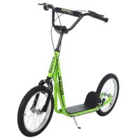 homcom patinete infantil patinete con 2 ruedas manillar ajustable en altura y doble freno carga 100 kg 139x58x90-96 cm verde