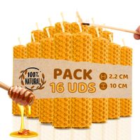 pack de 16 velas de miel de abeja para rituales 100 natural - decevi - hechas a mano - origen espana - sin parafina - velas 10 cm x 22 cm - enciende la magia de la luz suave y calida
