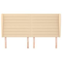 cabecero cama mueble de dormitorio con orejas de tela 203 x 23 x 118128 cm crema m020003156