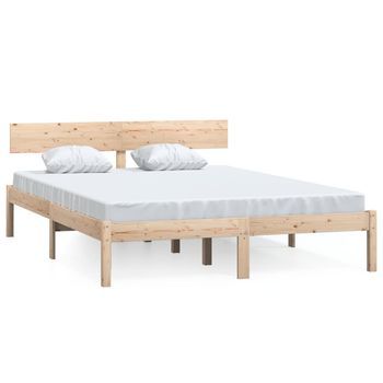 Cama Matrimonial | Cama Para Adultos | Estructura De Cama Madera Maciza De Pino Individual 120x190 Cm
