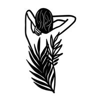 decoracion pared de metal flor woman negro 42x70 cm