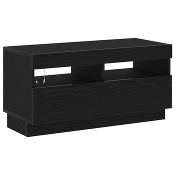 Mueble De Tv | Muebles De Salón Con Luces Led En Roble Negro, 80x35x40 Cm, De Madera Cfw71750