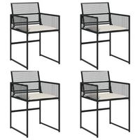 pack 4 uds sillas de jardin  silla de exterior  sillon con cojinesratan sintetico negro