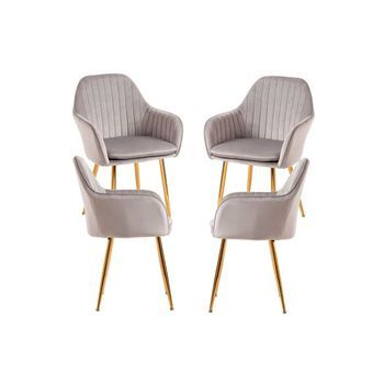Pack 4 Sillas Chic Golden De Terciopelo 87*56*44 Cm - Gris Claro