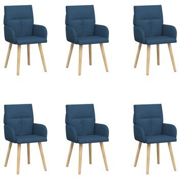 Sillas De Comedor 6 Uds. Tela Azul 60 X 56 X 96 Cm Vidaxl