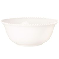 ensaladera de loza blanca con borde perlado