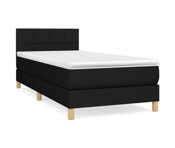 Cama box spring con colchón tela negro 90x200 cm bloques con cuadros
