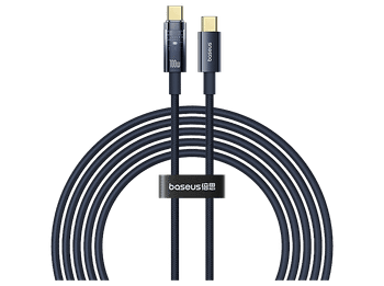 Cable USB-C - Baseus Explorer, a USB-C, 2m, Apagado automático, Carga ultrarrápida, 100W, Azul