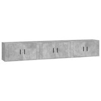 muebles para tv de pared 3 uds gris hormigon 80x345x40 cm vidaxl