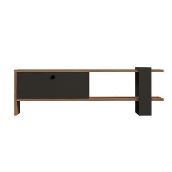 Mueble Tv Asimétrico Gris Antracita Con Armario Con Aspecto De Madera 120 Cm Ova
