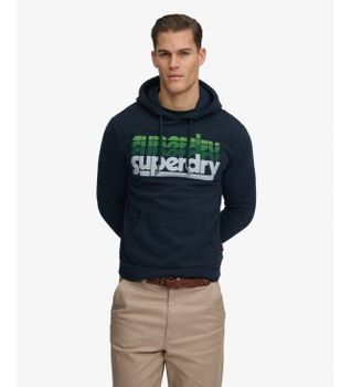 Superdry para hombre. M2014360A Sudadera con capucha Stacked marino (M), Casual, Algodón