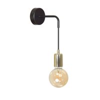 aplique de pared negro con portalamparas dorado y altura regulable