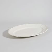 plato de presentacion ovalado en gres blanco 40x30 cn