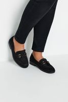 mocasines negros de antelina con borlas en ancho especial