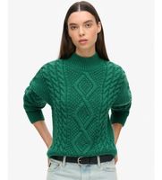 superdry para mujer w6110547a jersey aran cable verde m casual lana
