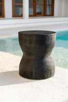 taburete de madera de suar negro 35x35x45cm