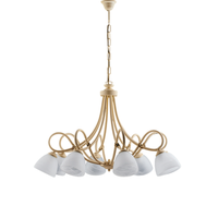 dallas - lampara de arana marfil con efecto decape y oro antiguo cristal blanco 8 luces