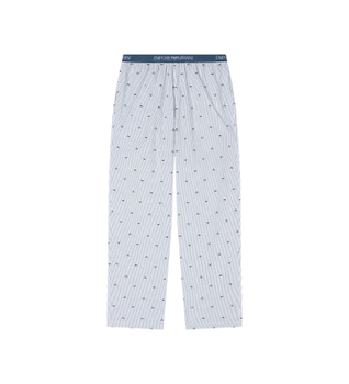 Emporio Armani para hombre. EM001410_AF19059 Pantalón de estar por casa con logotipo en tejido jacquard azul (L), Homewear, Algodón