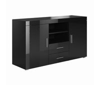 aparador salon comedor negro 140x40x80 2 puertas 2 cajones roque muebles bonitos