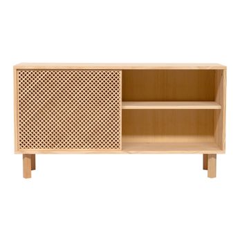 Aparador 1 puerta de madera natural de celosía 120 cm Sin barnizar