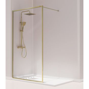 Mampara Ducha Fija Enmarcado Fresh Oro Cepillado - 100cm