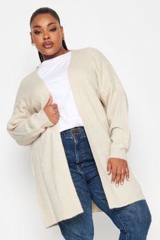Yours Cárdigan Crema De Punto Acanalado, Mujer Curvy Y Tallas Grandes, Yours