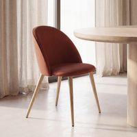 silla de comedor de tela reciclada naranja y acero