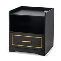 costway mesa de noche led con estante cajon puerto usb 3 colores de luz y iluminacion ajustable para dormitorio 45 x 40 x 50 cm